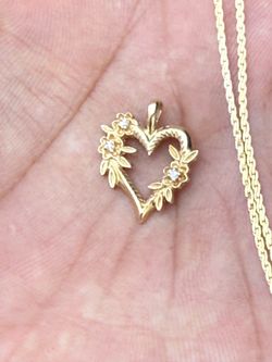 14k heart and necklace