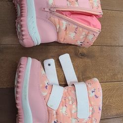 Winter Snow Boots for Outdoor- Waterproof with Fur Lined, 8 toddler size, unicorn, pink