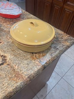 Yellow Ceramic Casserole Dish with Lid