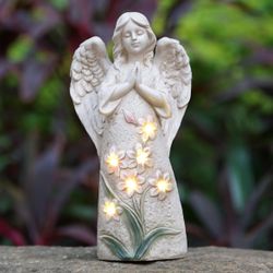 NEW  Angel Decor Outdoor Garden Decor Statues – 9.6 inches Solar Outdoor Sculptures for Outside Yard Art Patio Balcony Front Lawn Ornaments Gifts for 