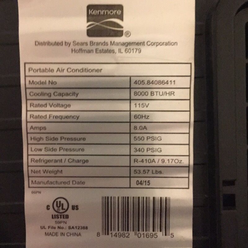 Kenmore 8000 BTU Portable Air Conditioner 6 months old for Sale in
