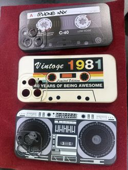 🎧 Retro iPhone 14 Pro Max Case Set – Cassette, 1981 & Boombox (3-Pack)