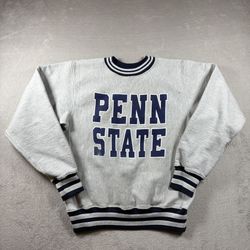 Vintage Penn State Champion Reverse Weave Mens Size L Gray Embroidered 80s Heavy