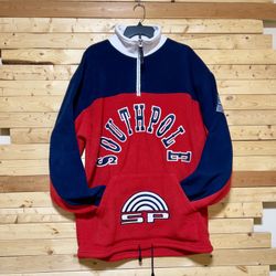 SOUTH POLE Mens  Vintage Y2K Old School Big Logo Embroidered Fleece jacket size L