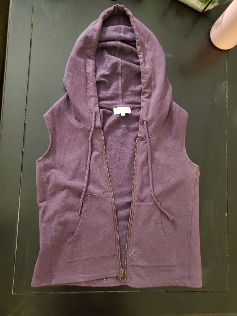 Purple Synergy Organic Clothing Sleeveless Hoodie Zip Up