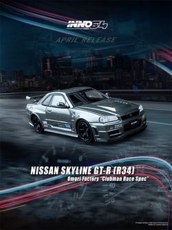 Inno64 1:64 Nissan Skyline GT-R R34 Omori Factory Clubman Race Spec
