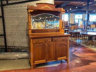 Vintage 2Pc. Mirrored Sideboard w/ Original Locking Hardware & Keyvtg6