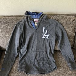 Mitchell & Ness Dodgers Pullover Hoodie Gray Size Small