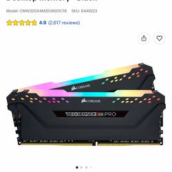 CORSAIR - VENGEANCE RGB PRO 32GB (2x16GB) DDR4 3600MHz C18 UDIMM