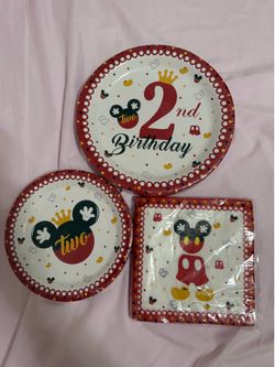 Disney Mickey Mouse 2nd Birthday Plates & Napkins (Pick Up Only)