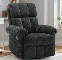New-Korser Recliner Chair, Swivel Rocker Recliner Chair for Adults, Small Recliners for Small Spaces, Upholstered Manual Recliner with Side Pockets, N