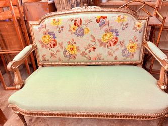 Antique Aubusson Gilt Settee