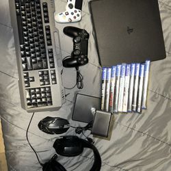 PS4, Keyboard Mause, Headset And Curved Monitor 27” 10 Games