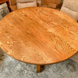 Round Antique Oak Dining Table 
