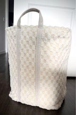 Large Fluffy Tote Bag Cream White