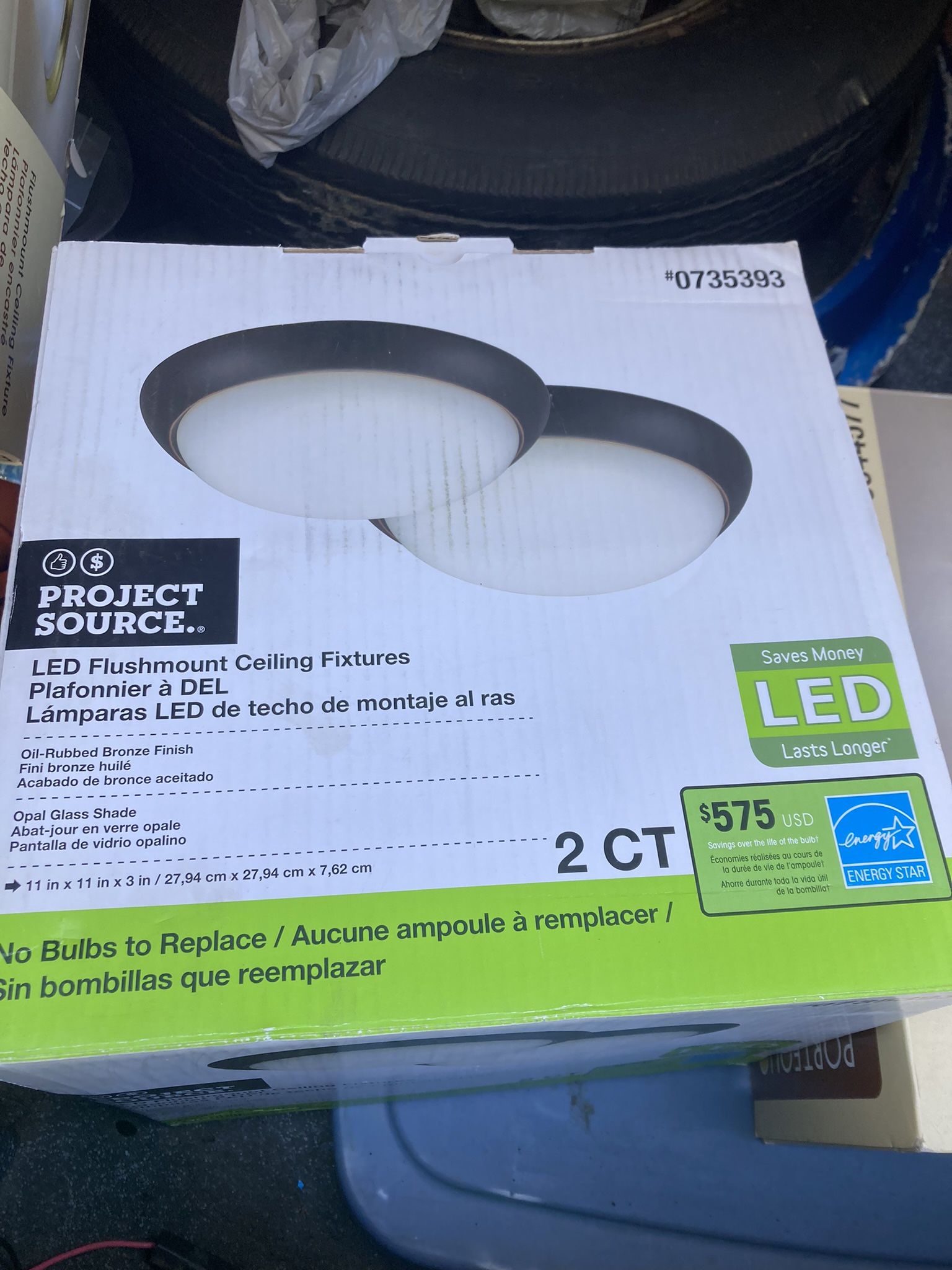 2 Project Source LED Flushmount Ceiling Fixtures Bronze Finish NIB - $10