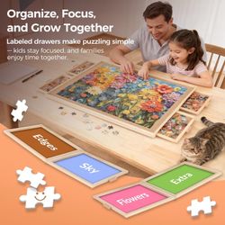 1500 Pieces Rotating Puzzle Board with 4 Drawers and Cover - New