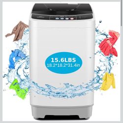 Portable Washing Machine 15.6Lbs Capacity Portable Washer with Drain Pump 2.1Cu.ft Full-Automatic Compact Washer with 10 Programs 8 Water Level for Ho