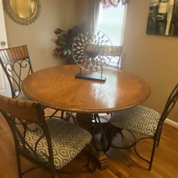 Classic Wood And Iron 5 Piece Dining Set
