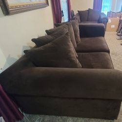 Brown Sofa Set (Couch + Loveseat + Chair) - Good Condition