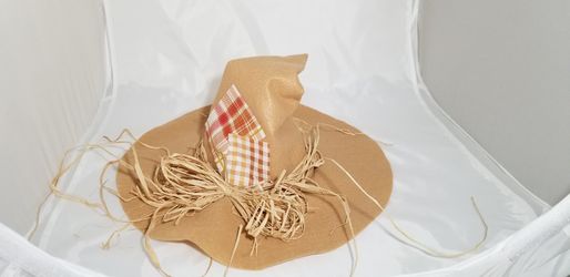 Scarecrow Hat with Plaid Patches