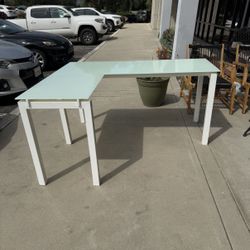 glass top white desk , modular desk