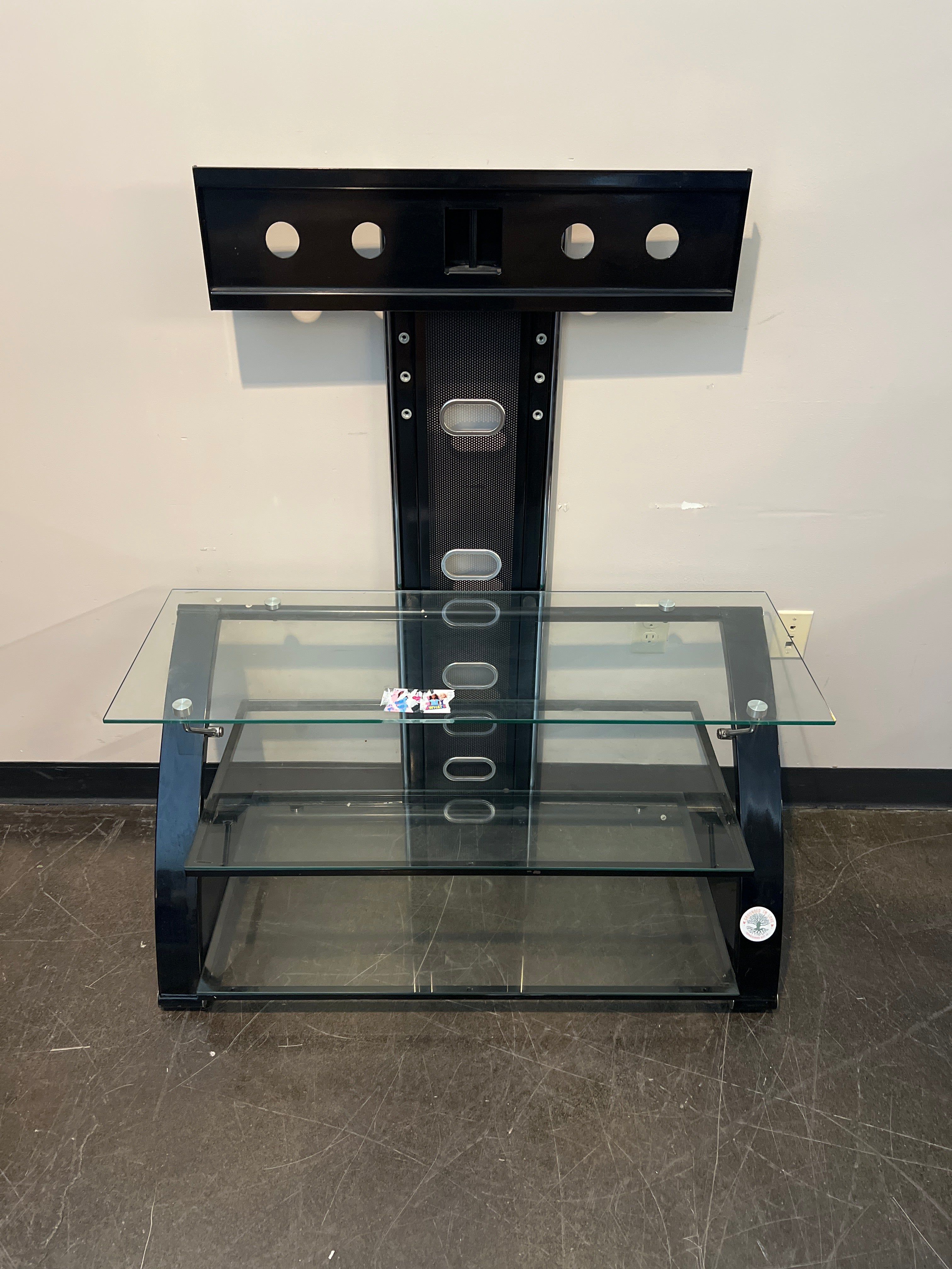 Glass TV Stand with Mount and Shelves