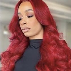 30” Premium Red Burmese Lace Front Body Wave Wig