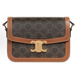 CELINE Triomphe Gold Buckle Triomphe Old Flower Print Adjustable Shoulder Strap Cow Leather Bag Single Shoulder Crossbody Bag(178)48