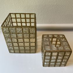 Trash Can & Kleenex Box Cover - Matching Set, Excellent Condition 