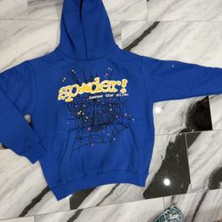 sp5der TC Hoodie Blue , Size Medium , Comes With Authentic Bag And Patch , Puff Print Sp5der Logo