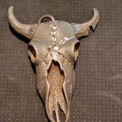 Silver Bull Skull Pendant