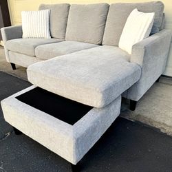 Gray Reversible Living Spaces Sectional Couch Sofa