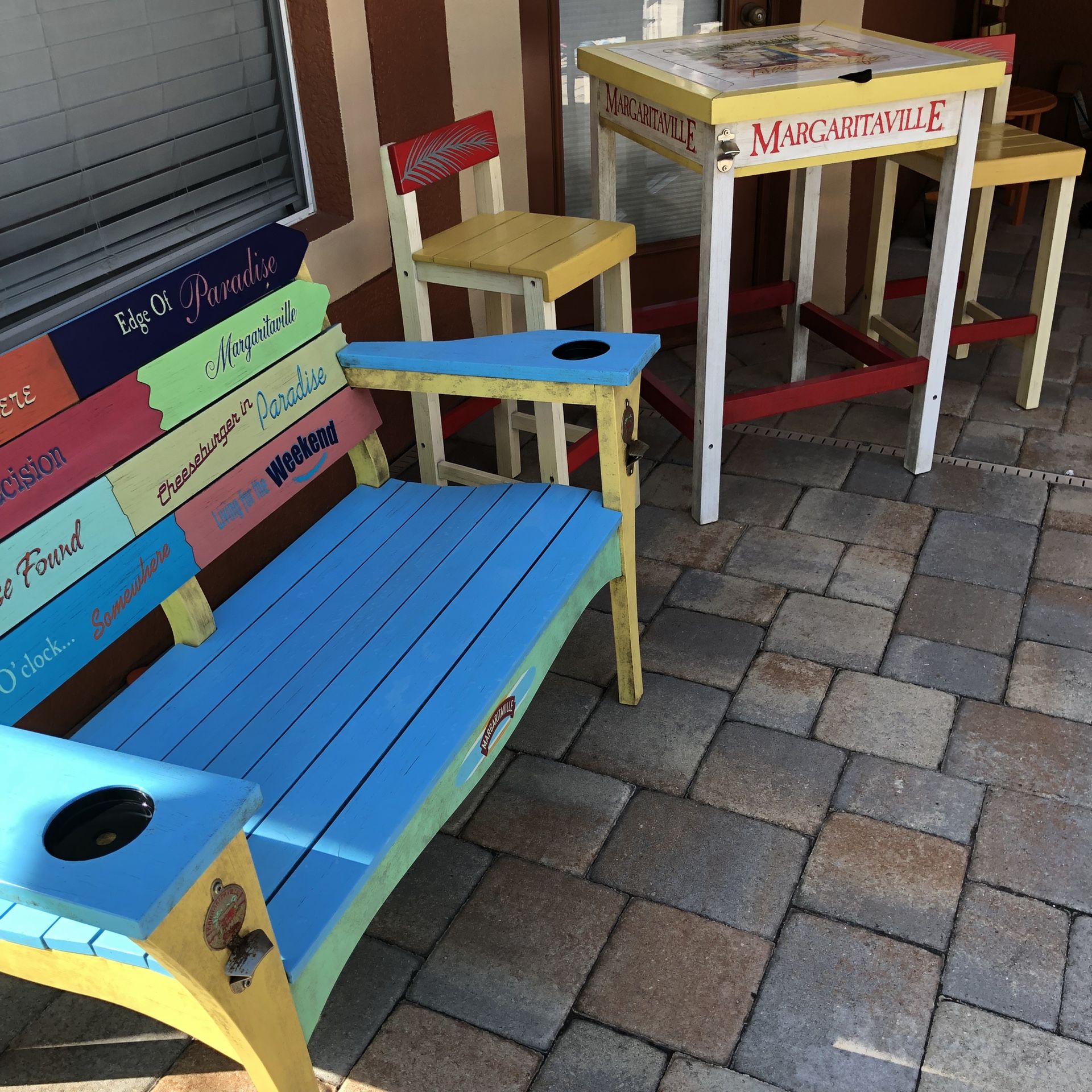 Table With 2 Chairs and Bench - Set! Margaritaville 