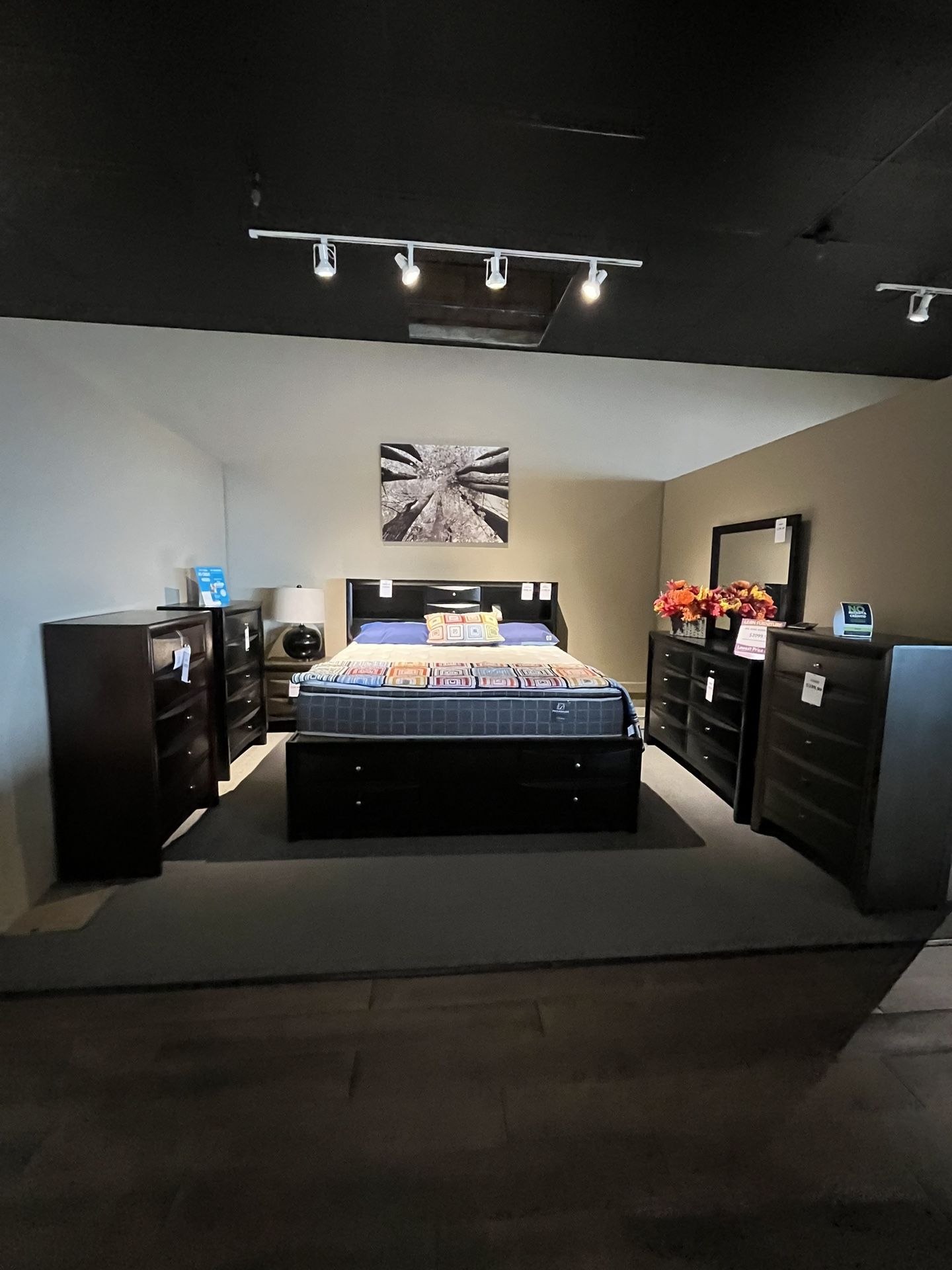 King Bed, Dresser, Mirror And Nightstand