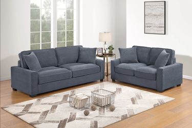 Brand New Grey Corduroy Sofa & Loveseat (Pillows Included)