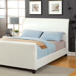 Brand New White Modern Sleek Leatherette Full Size Bed