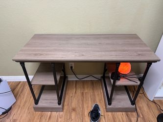 Conway Wood Writing Desk with Storage Gray - Threshold