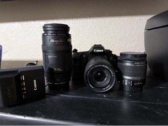 Canon EOS 60D DSLR Camera Bundle – 4 Lenses + Charger + 2 Batteries