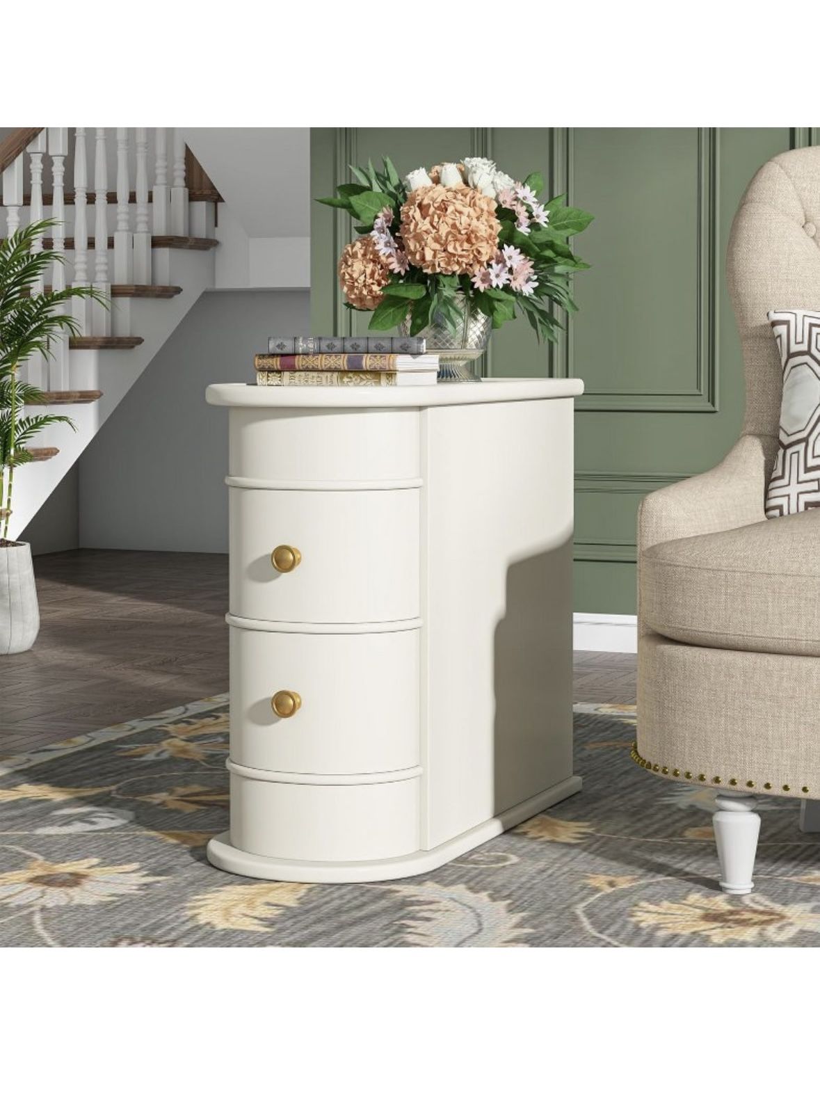 Wood End Table / Narrow Side Table /