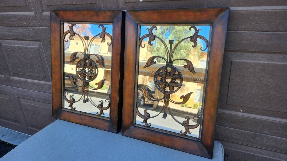 2 Decorative  Metal Wall Mirrors  