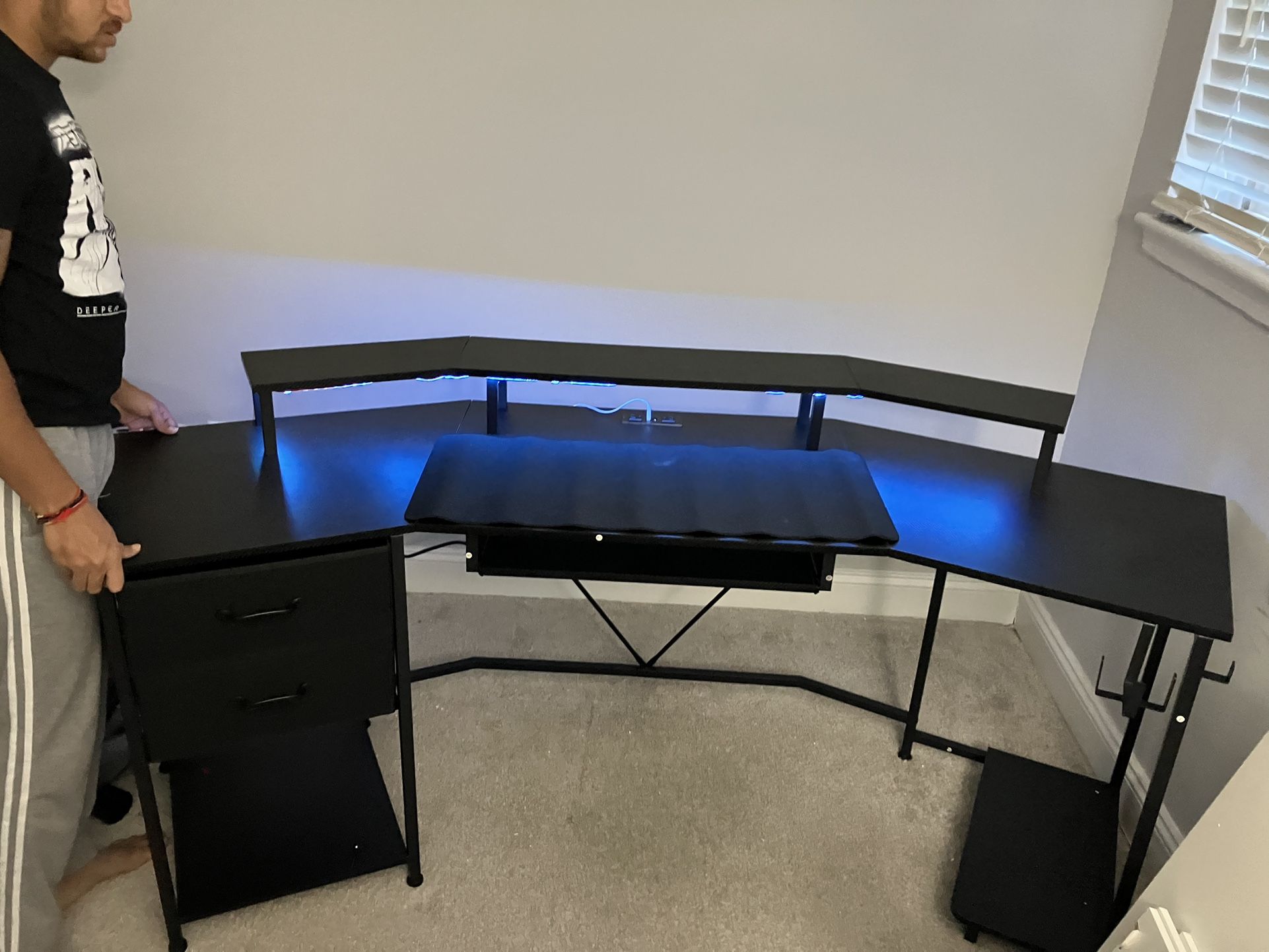SEDETA 79” Gaming Desk, Carbon Fiber Black