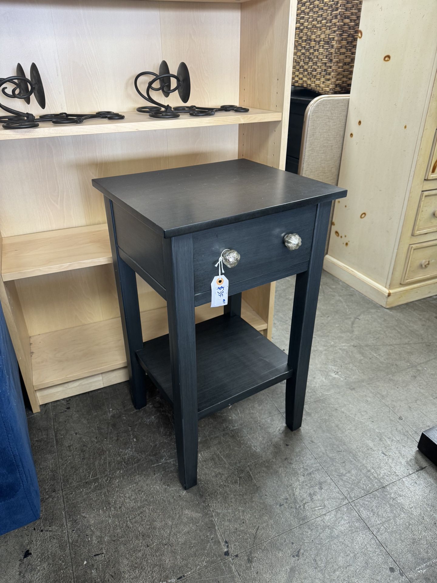 Black Nightstand Side End Table