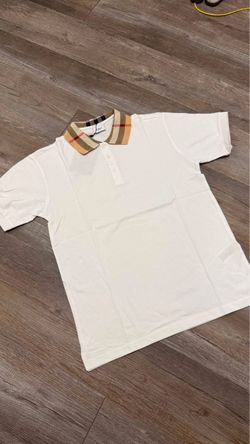Burberry White Polo Shirt with Check Collar