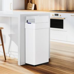 13.2 Gallon Automatic Trash Can, Stainless Steel Motion Sensor Garbage bin, Smart Trash Can W/Butterfly Lid, Bag Retainer Ring and Display Light for L