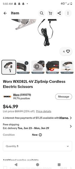 Worx snipzip 4v mini cutters