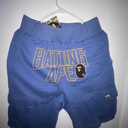 Blue Sweat Cargo Bape Shorts 