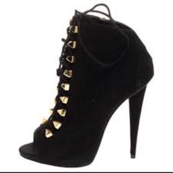 

Giuseppe Zanotti Black Suede Lace Up Booties Size 39 1/2