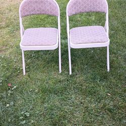 (2) beige Padded Folding Chairs for guests etc. 