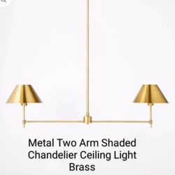 Brand New Metal Two Arm Shaded Chandelier Ceiling Light Brass Threshold &  Studio Mc Gee